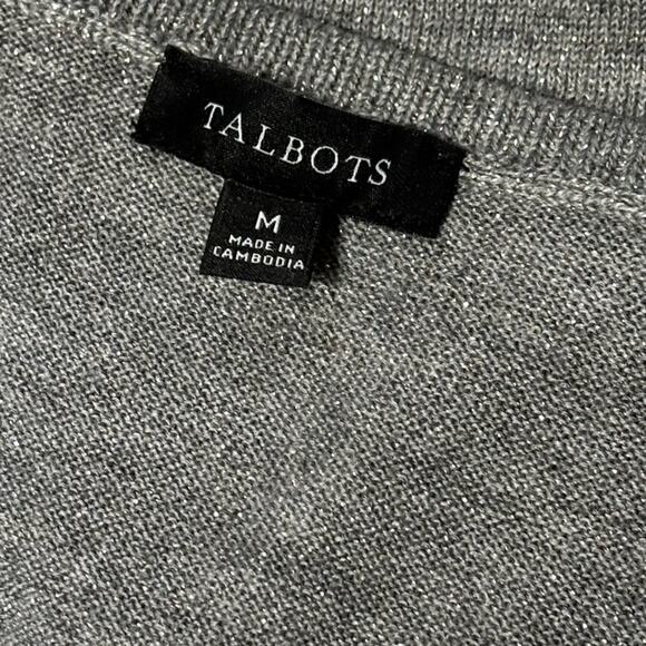 Talbots Light Gray Silver Shimmery Knit Sweater Medium Regency-core - Picture 5 of 5